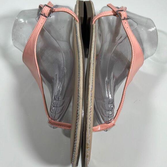 Elle Womens Rhinestone Sandals Strappy Open Toe Separator Bling Peach Size 10 - Picture 6 of 8